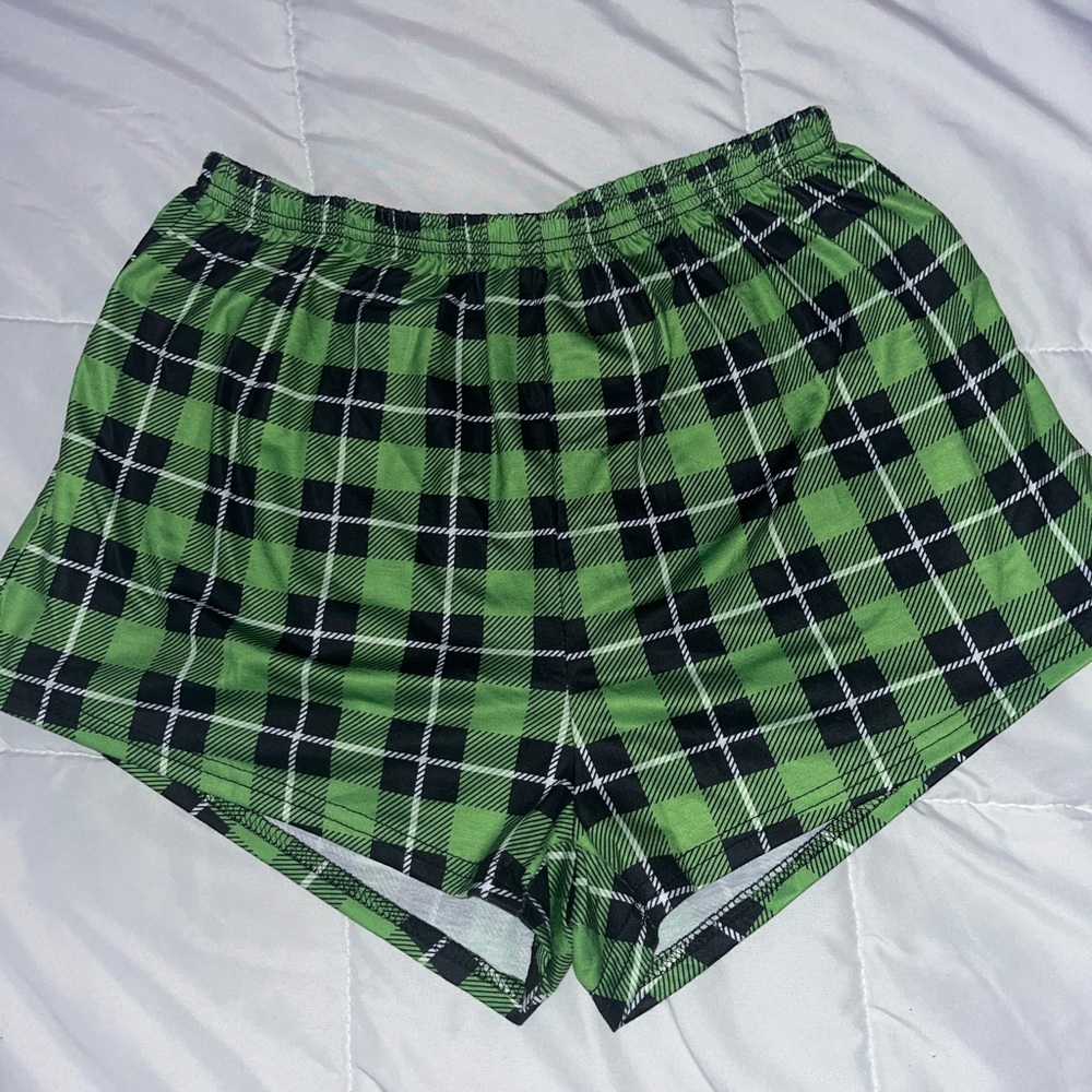 SheIn Women's Plaid Pajama Bottoms Elastic Waist Sleeping Shorts